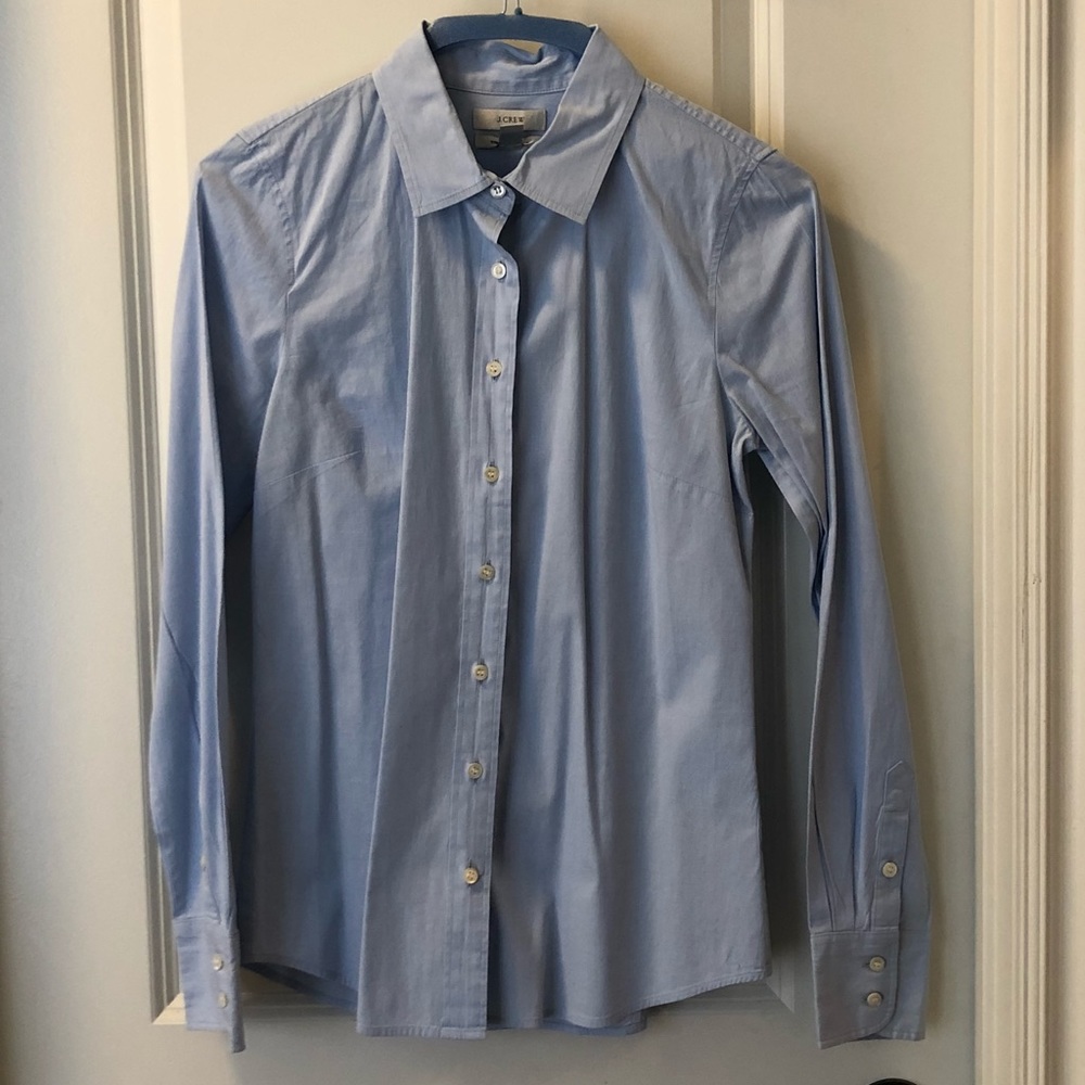 J. Crew Stretch Perfect Shirt in classic blue